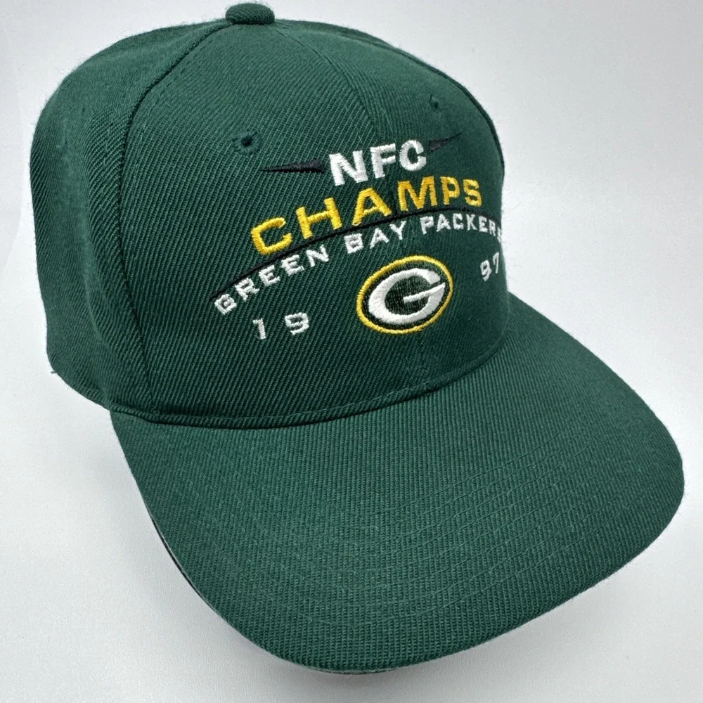 Vintage Green Bay Packers 1997 NFC‎ Champions Snapback Hat Cap Wool Blend